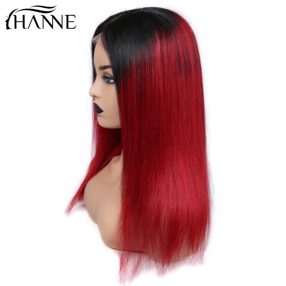 HANNE 4*4 парики на шнуровке винно-красные парики средняя часть для женщин 150%# 1B/Натуральные Рыжие волосы парики прямые бразильские волосы remy