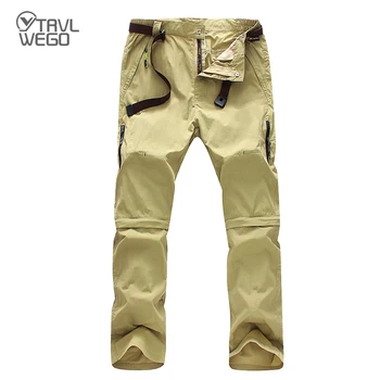 

TRVLWEGO Men's Summer Quick Dry Breathable Pants Outdoor Waterproof Removable Shorts Hiking Climbing Trekking Male Trousers