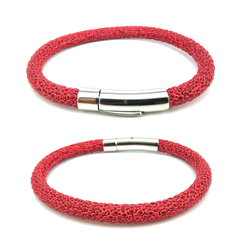 BL05-5 Stainless Steel genuine leather bracelet bangle