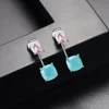 LUOTEEMI mode bijoux attrayant bleu rose CZ pierres géométrique cristal boucles d'oreilles pour les femmes fête de mariage Brincos cadeau ► Photo 3/6