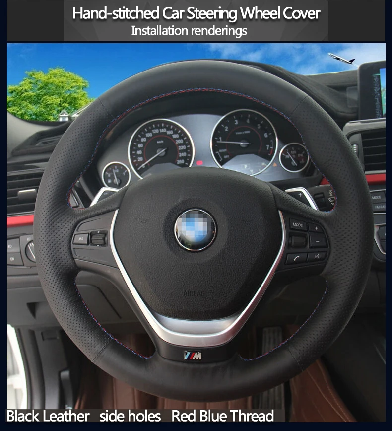Shining Wheat Black Genuine Leather Hand Stitched Car Steering Wheel Cover For Bmw F30 3i 328i 3d F Car Steering Wheel Cover Steering Wheel Coverwheel Cover Aliexpress