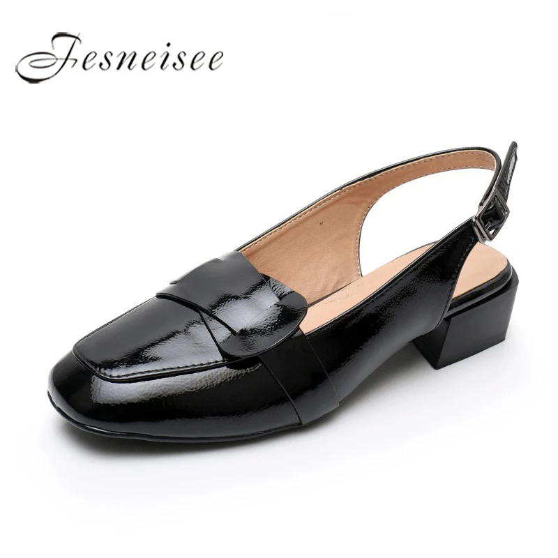 

2019 new arrival cow leather pumps women shoes sweet solid party wedding shoes simple buckle summer shoes square heels shoes sw