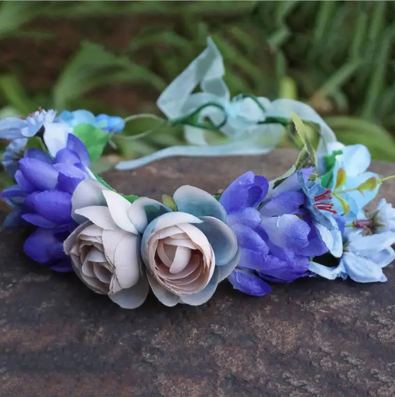 

Roses carnations peony Flower halo Bridal Floral Crown Hair Wreath Mint head wreath wedding accessories headpiece bridesmaid