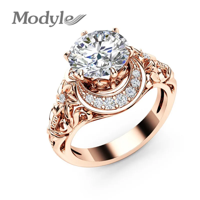 

Modyle 2018 Rose Flower CZ Stone Wedding Rings for Women Jewelry Crystal Love Engagement Silver Color Ring Dropshipping