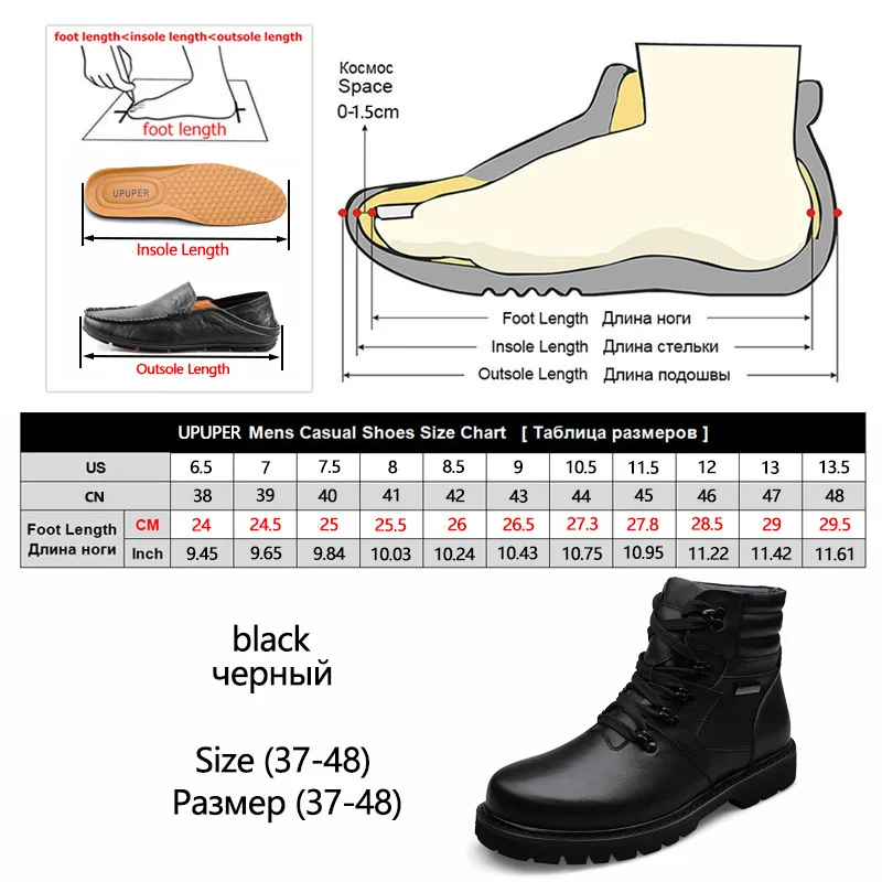 Большие размеры 37-48, мужские кожаные ботинки зимние теплые мужские рабочие ботинки мужские Ботильоны из натуральной кожи черная натуральная кожа 45