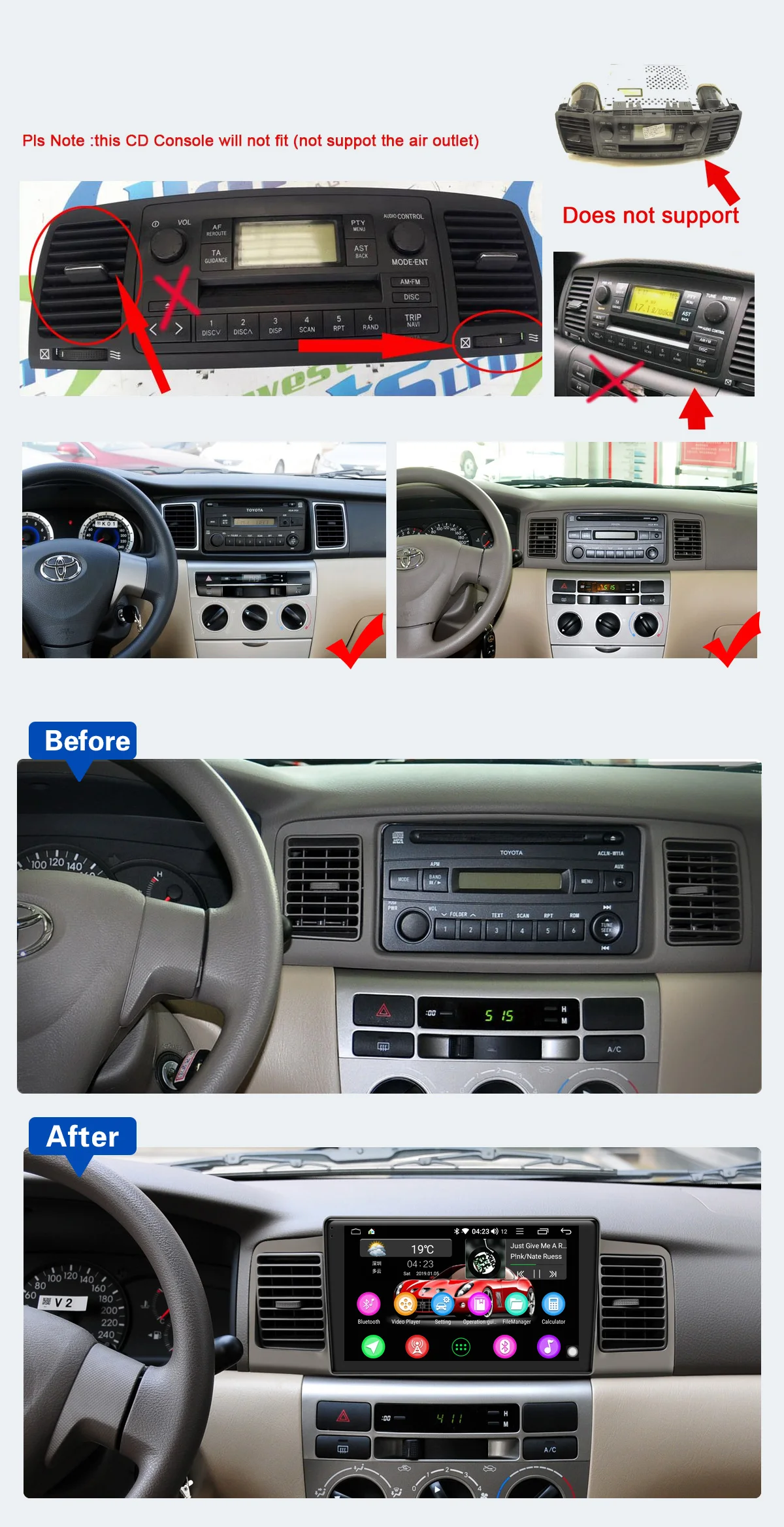 Cheap DSP Carplay 9" Android 8.1 Car Multimedia Radio for Toyota Corolla EX/E120 2003-2011 GPS SPDIF Subwoofer Stereo WiFi 4G SIM DAB 6