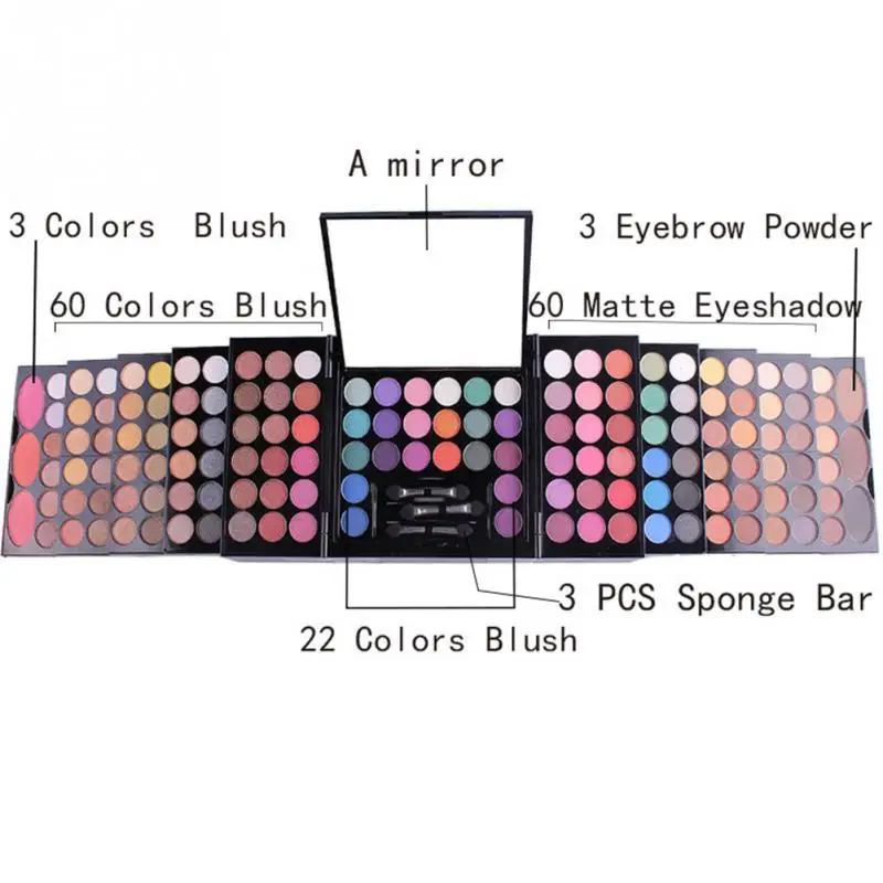

142colors Makeup Set Tools for MISS ROSE Eyeshadow Palette 3-color Blusher 3-color Brow Powder Cosmetics Kit Professional #2