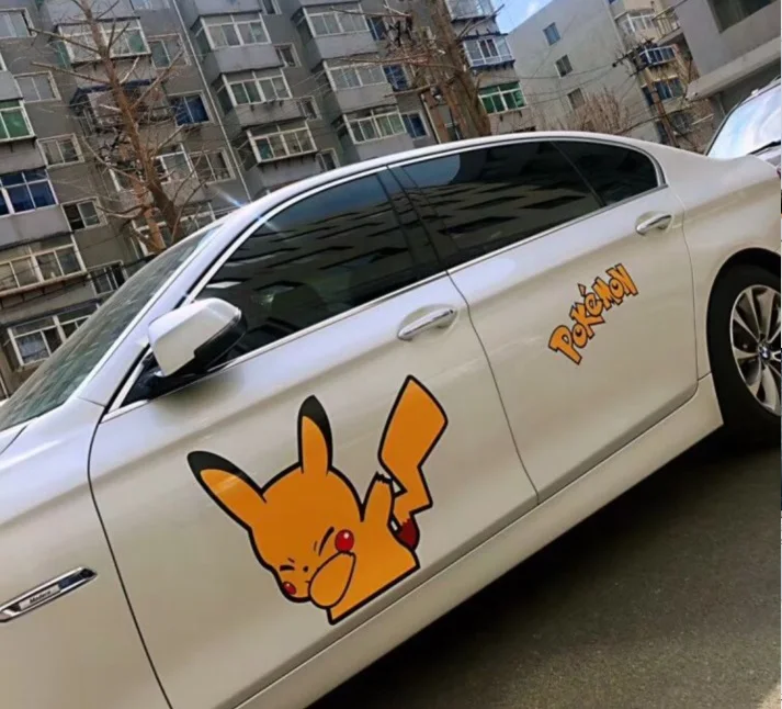 

LEFT SIDE Car Personality Fun Pikachu Car Stickers Trend Hip Hop Cute Cartoon Body Scratches Cover Stickers