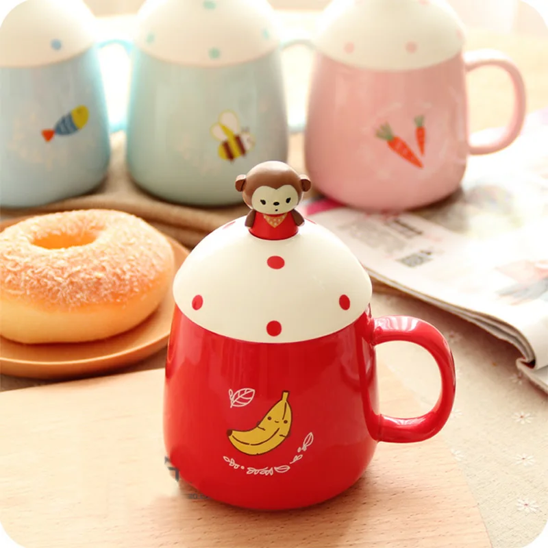 

Cute cartoon monkey ceramic cup Beautiful cat Bear rabbit animals mug