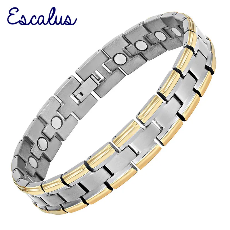 Escalus чистый Титан здоровый магнит Браслеты для Для мужчин 2 тон Цвет новые цепь из круглых звеньев браслет модные украшения браслет