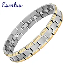 Escalus чистый Титан здоровый магнит Браслеты для Для мужчин 2 тон Цвет новые цепь из круглых звеньев браслет модные украшения браслет