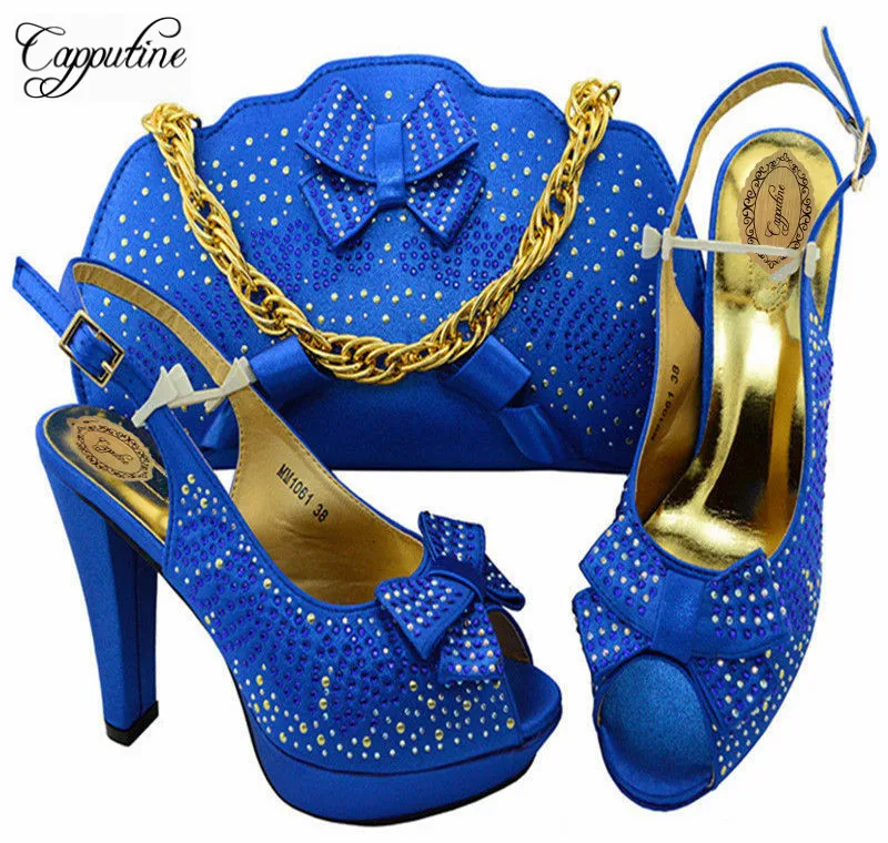 Capputine/новый итальянский дизайн женские модные вечерние туфли и сумочка в