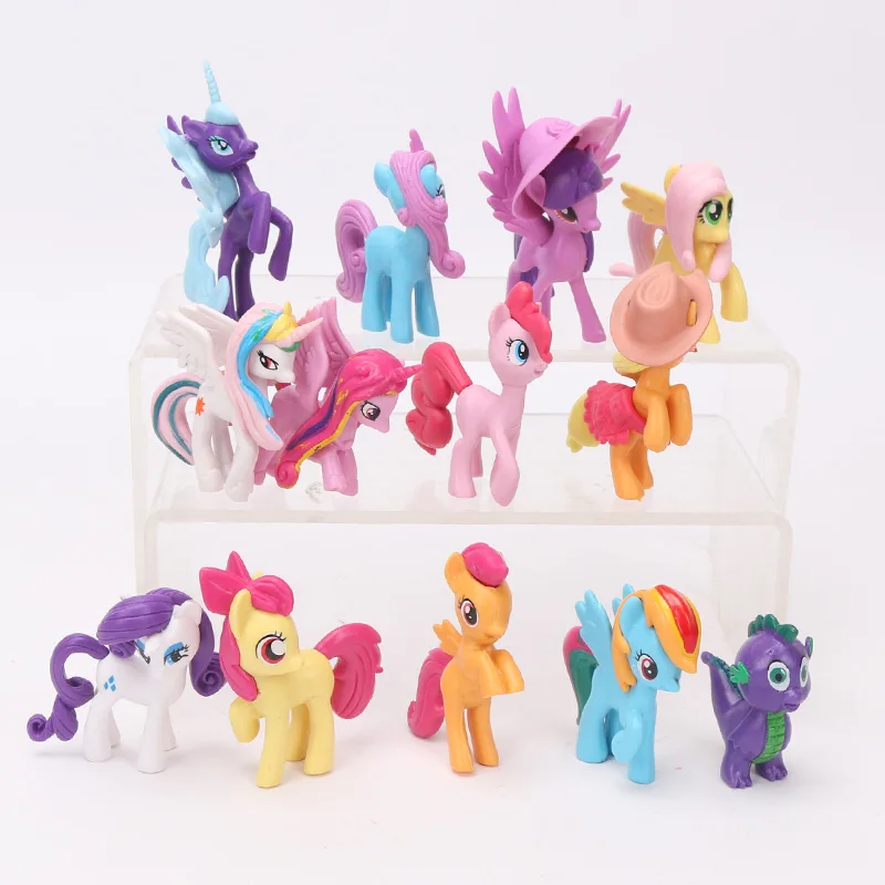 Игрушки My Little Pony, 13 шт., 5,5-8 см, пони, ПВХ, фигурки, радуга, тире, сумеречные Искорки, дракон, принцесса, Селестия, куклы