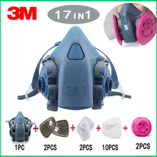 3M 7502 Gas mask 7/9/15/17 in 1 half Face Respirator Spray Painting Protection Respirator Dust mask with 2091 fiter