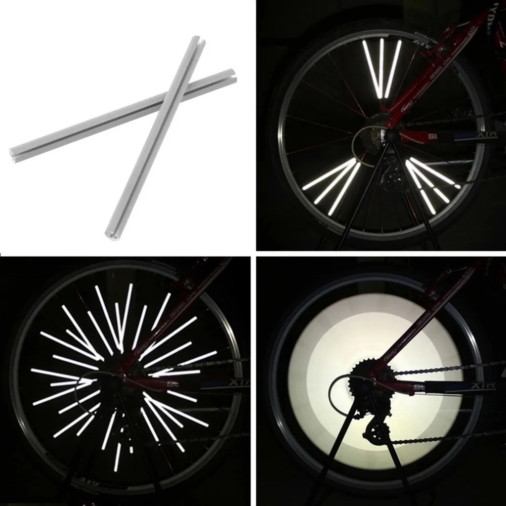 Hot 12Pcs Bike Mount Wheel Spoke Clip Tube Strip Reflective Multicolor US