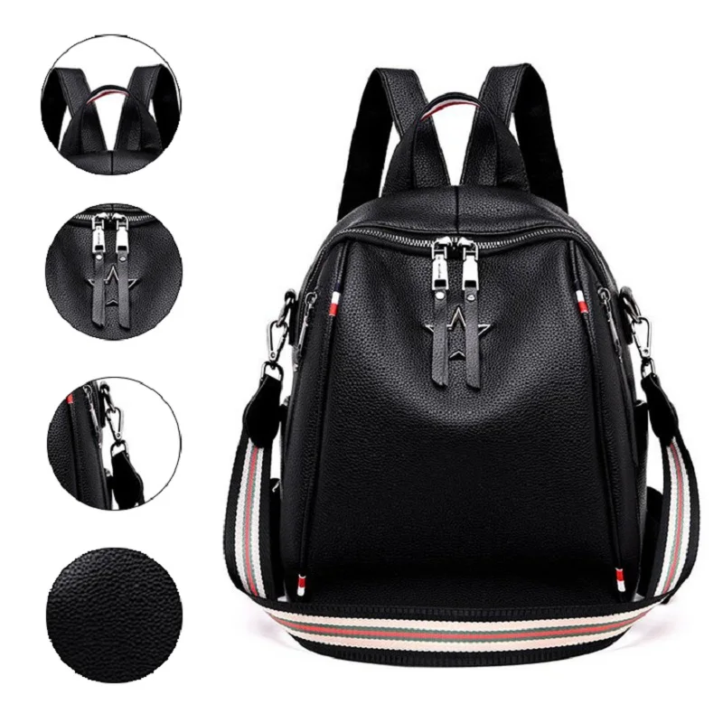 

New Women Backpack PU Leather Fashion Causal Bags High Quality Cowskin Female Shoulder Bag Backpacks For Girls High Quality