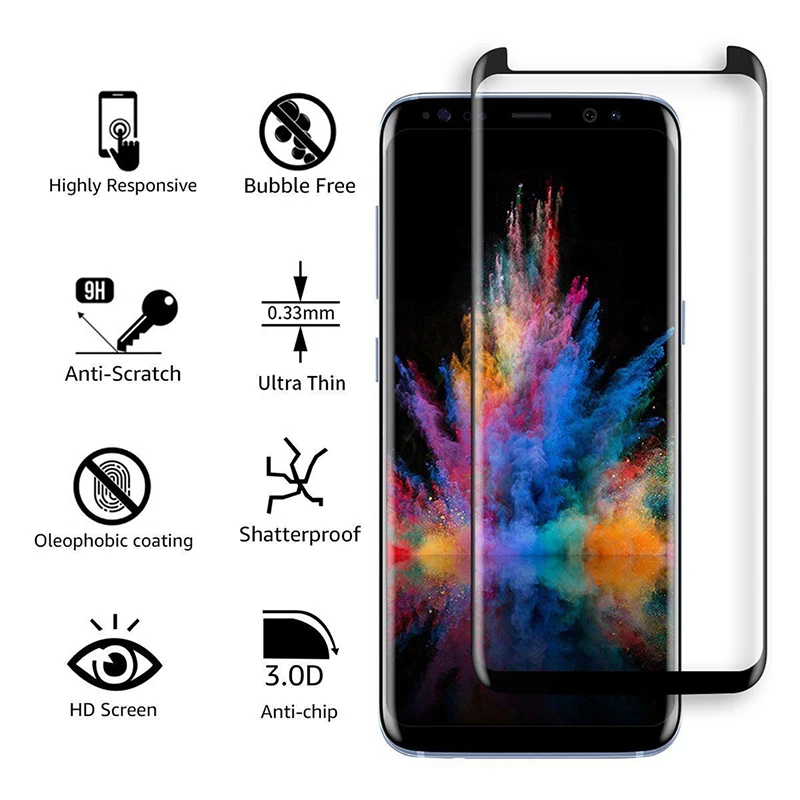 Для Samsung Galaxy S9 S8 Plus Защитная пленка для экрана полностью клеящаяся клейкая из