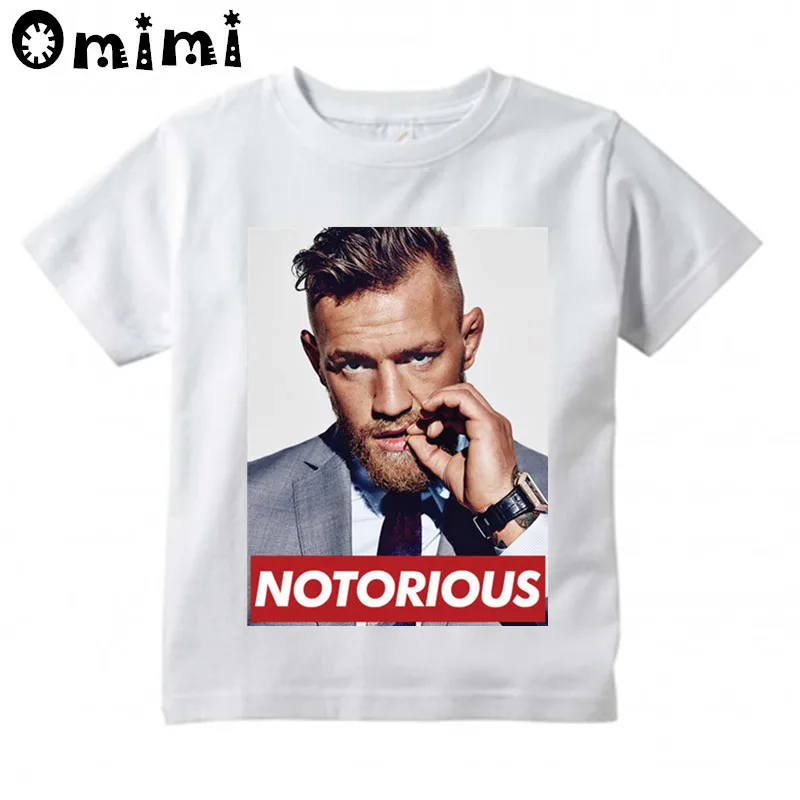 Смешные дизайнерские футболки для детей ММА Conor Mcgregor летние белые с коротким