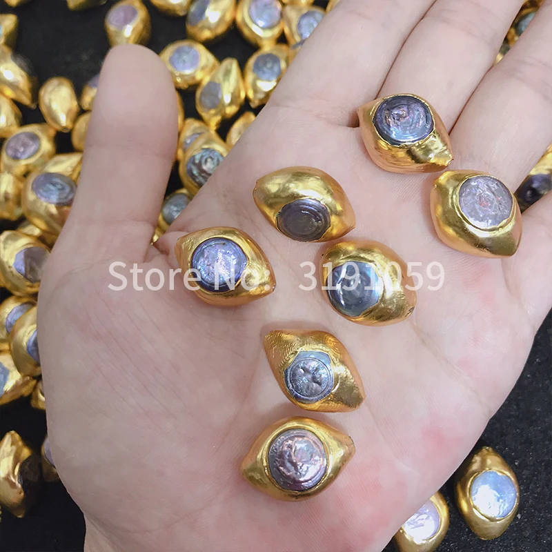 

Simple fashion, natural Oval dumb gold Pearl jewelry