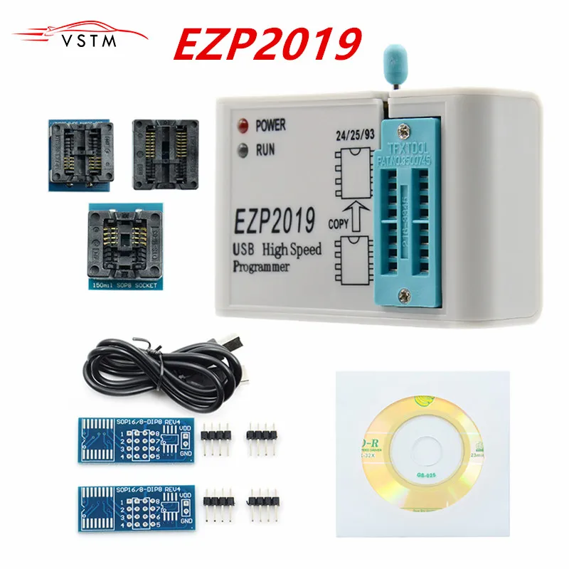 Новейший EZP2019 высокоскоростной USB SPI программатор+ 12 адаптеров Поддержка 24 25 93 EEPROM 25 флэш-чип биос