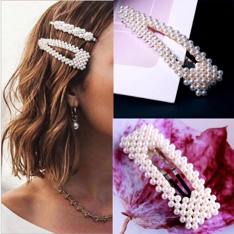 

Hair Clip 2 style Fashion Women Pearl Snap Hair Barrette Stick Hairpin Hair Styling Accessories For Women Girls Dropshipping