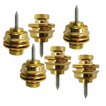 

New 6pcs Big Skidproof Acoustic Electric Bass Strap Locks Straplocks Buttons Gold Flat Head
