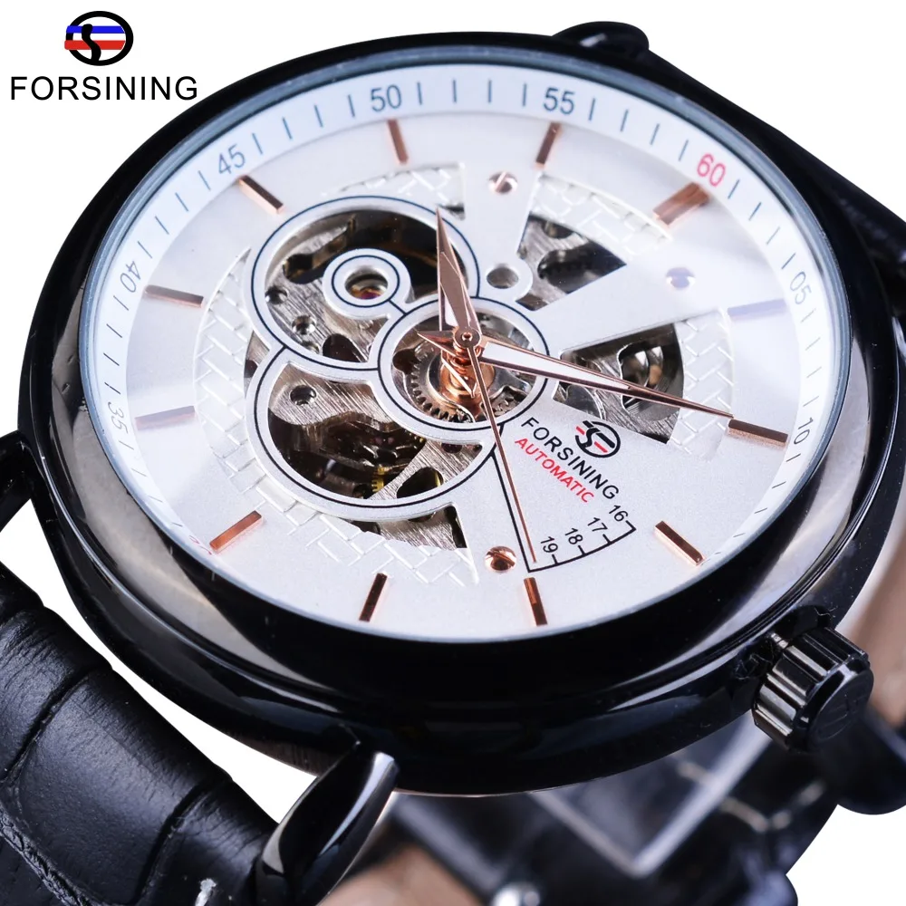 Forsining Casual Navigator Series Genuine Leather Genuine Leather Skeleton Luxury Brand Automatic Wrist Watches Top Brand Luxury наклейка для кия navigator automatic 13мм hard 1шт