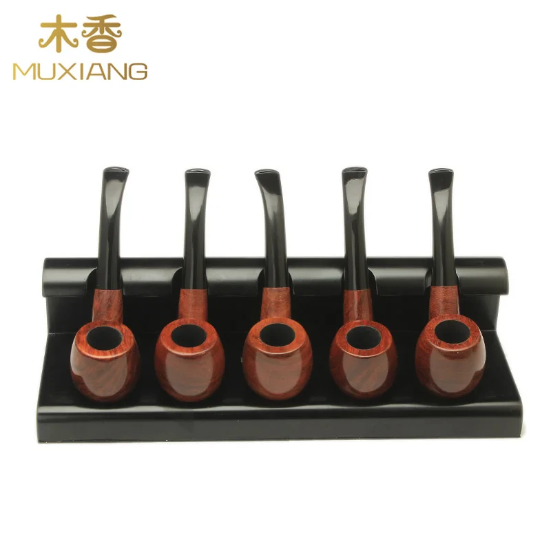 MUXIANG Wooden Tobacco Pipe Stand Rack Holder for 1 Pipe Smoking Pipe Red Wood 