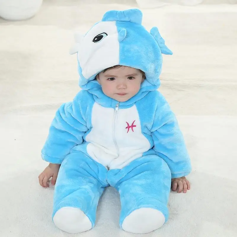 

Halloween Jumpsuits Rompers Blue Fleece Babies Romper For 0-23 Months Winter Baby Clothes KJ-16006
