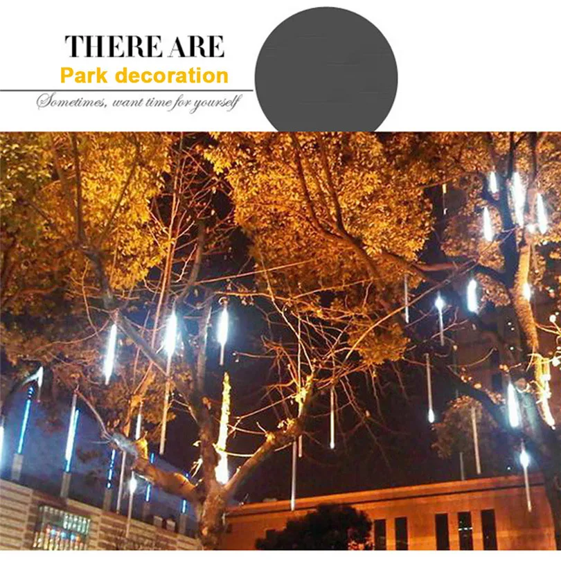 New  Light Strip Party LED Lights Meteor Shower Rain Snowfall Xmas Tree Garden Outdoor Party Decoration Lighting #3J01 (16)