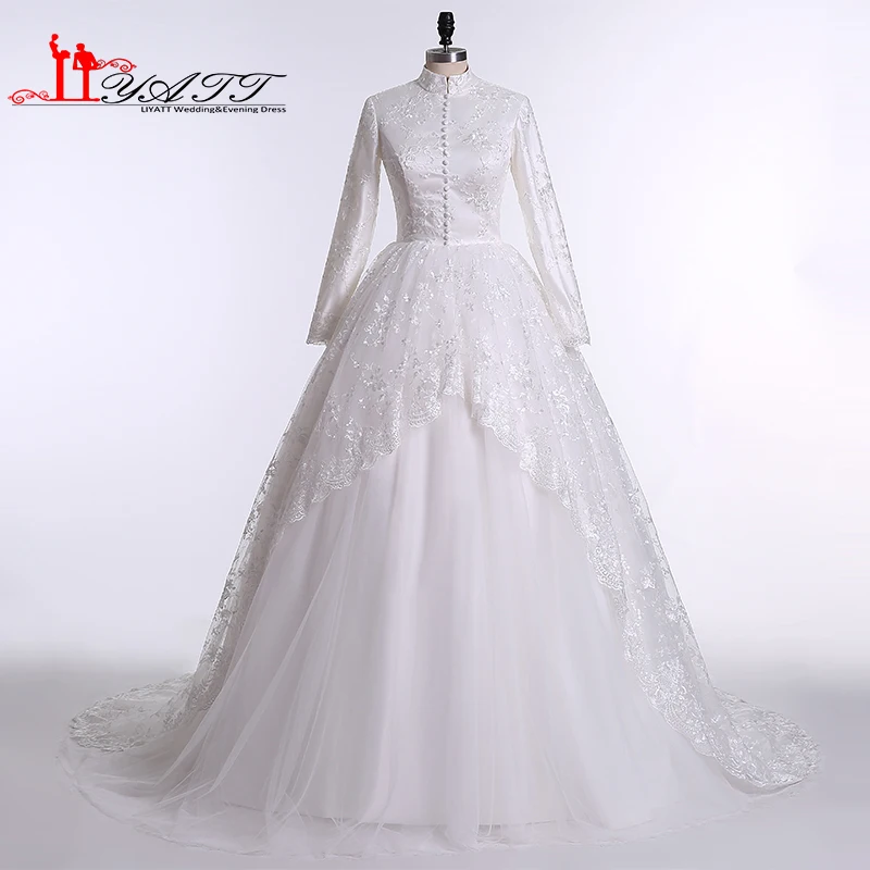 Vestido Noiva мусульманское Настоящее фото кружевное винтажное свадебное платье