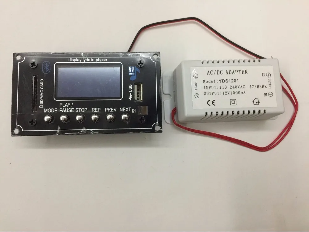 

12V / 1A adapter Lyric Show Bluetooth MP3 Decoding Board USB SD AU FM DIY MP3 Decoder board for car digital LED Record MP3