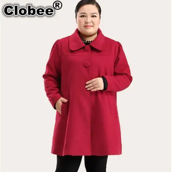 Clobee женские пальто больше размера d с длинным рукавом зимние пальто с отложным воротником Ретро кашемировое Женское пальто туника для дам размера плюс M179