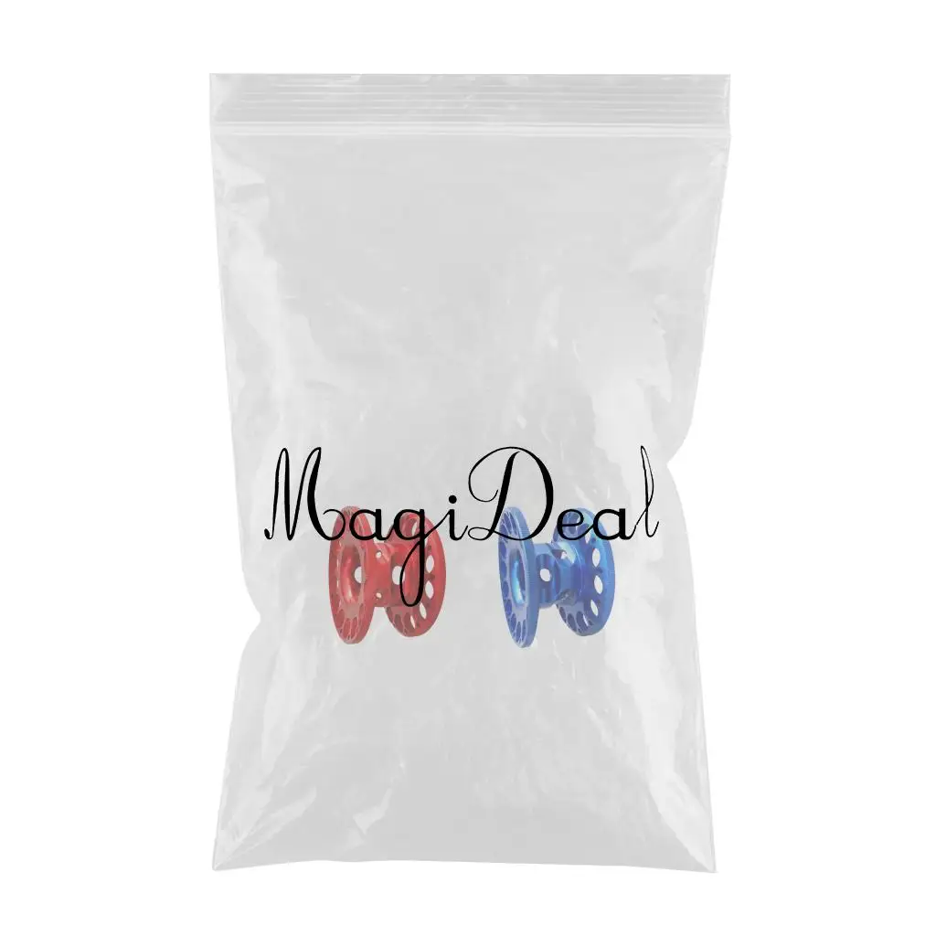 2pcs Aluminum Alloy Compact Finger Spool Guide Line Reel Scuba Diving Dive Gear Accessories, Red+Blue Finger Spool