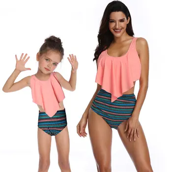 

mommy and me swimsuit family look clothes women kids big sister little sister swimwear mother daughter dresses summer bikini set