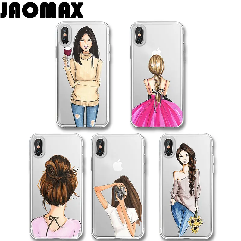

Jaomax Wine Winter Flower Girl Case for iPhone Xs 8 7Plus 6 6S Plus 5 5S SE X Transparent Silicone Soft Clear Phone Cover Quotes