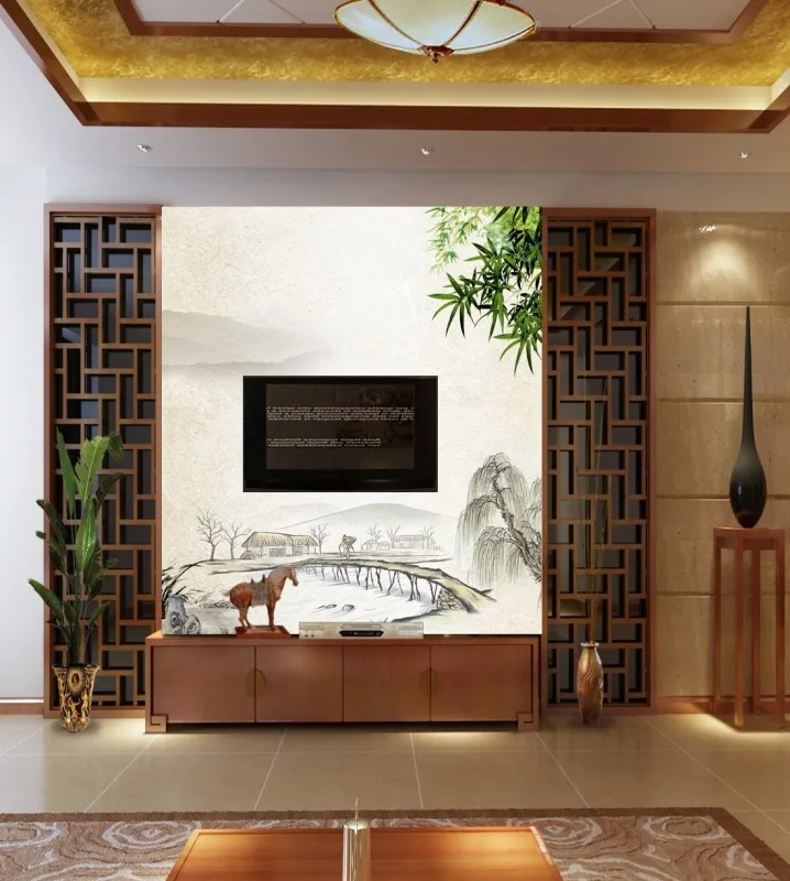 

Custom Chinese ink drawing painting design background Bestyle mural 3d papel de parede useage living room 3d wallpaper 3d