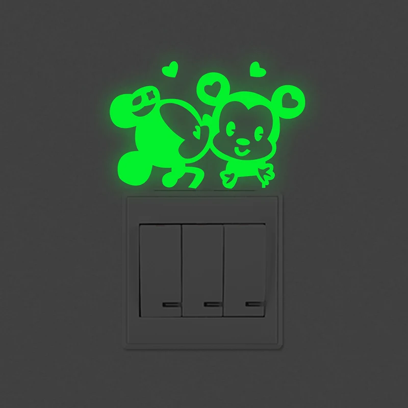 

Cute Mouse Switch Luminous Panel Stickers Glow In The Dark Decals Kids Room Home Decorations Fluorescent Vinyl Mural Wall Decor