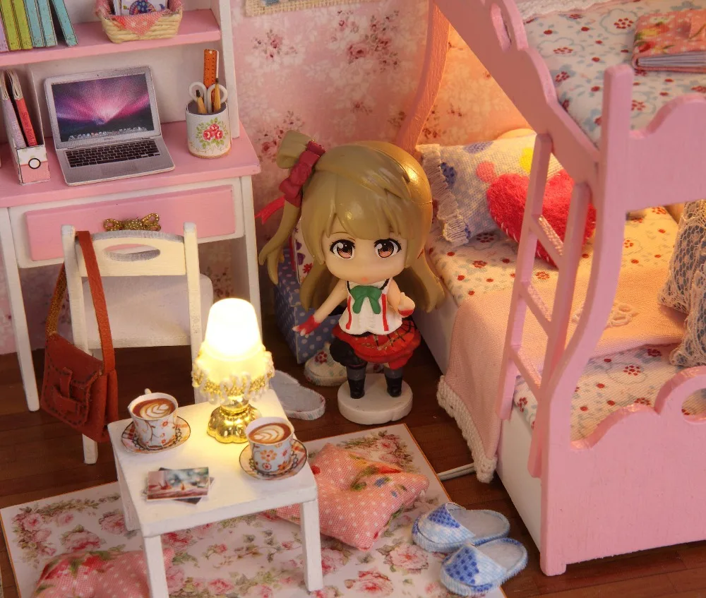 DIY Кукольный дом игрушки строительные блоки Развивающие миниатюрный модель с