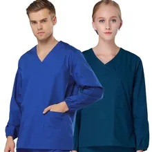 Для женщин и Для мужчин Mock Обёрточная Бумага Медицинский скраб форме кормящих скраб комплекты Костюмы топ и брюки больницы спецодежды для стоматолога медсестра