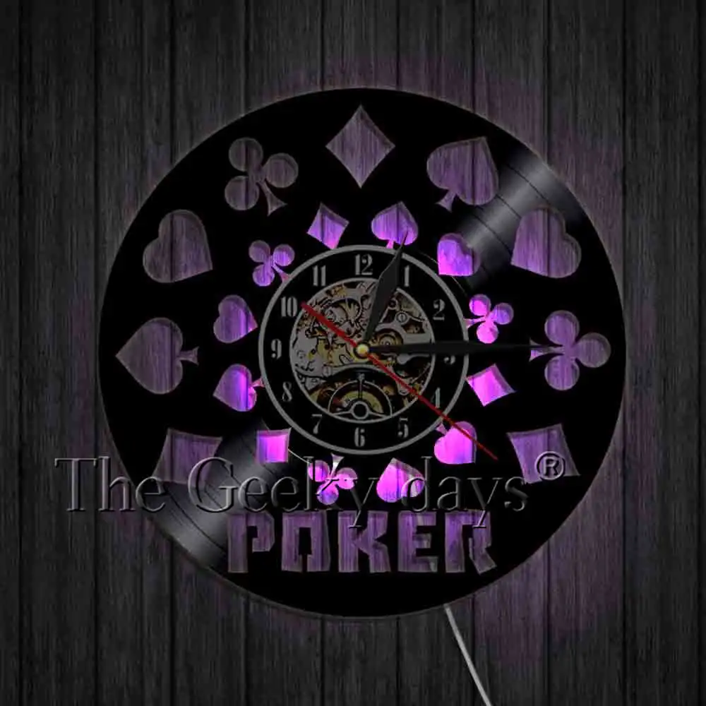 Poker King Rummy Card настенные часы виниловая запись черные Висячие 3D Play Настенный декор