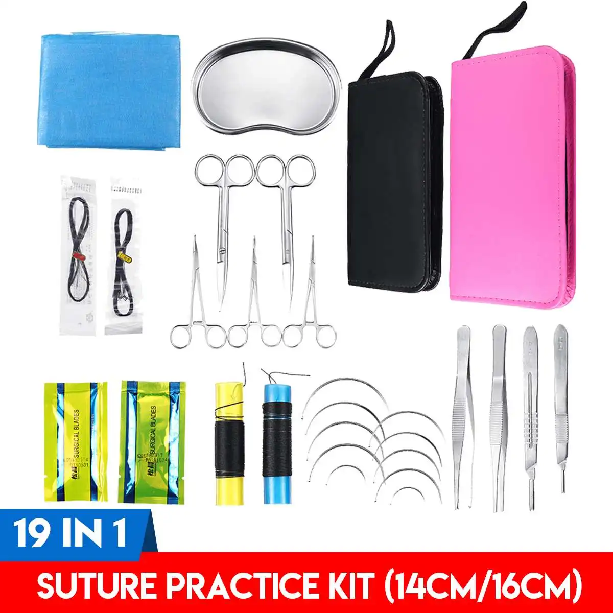 

19Pcs Suture Practice Kit Surcigal Teaching Training Tool Set With Oxford Bag Medical Science Teaching Tools Multifunctional