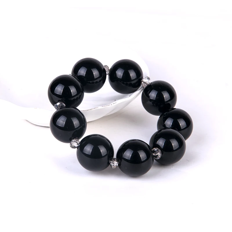 Trendy Fashion Resin Cuff Women Bracelet and Bangles Stretch Acrylic Black Round Beaded Bracelets Girl Charms New Jewelry 2019 (6)