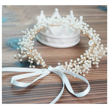

Handmade Pearl/Crystal Wedding Headband Bridal Jewelry Floral Hair Accessories Vintage Women Headbands Tiara