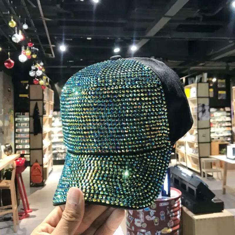 

2019 Rhinestones Luxury Pearl Sequins Baseball Cap For Women Summer Cotton Hat Girls Snapback Hip Hop Hat Gorras Casquette Bones