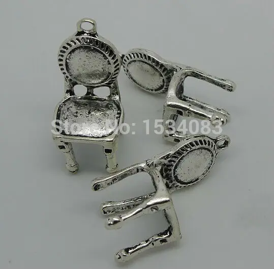 Free shipping 3d smooth shine chair charm pendant 3pcs 11*30mm antique silver bronze fit bracelet necklace diy metal jewelry
