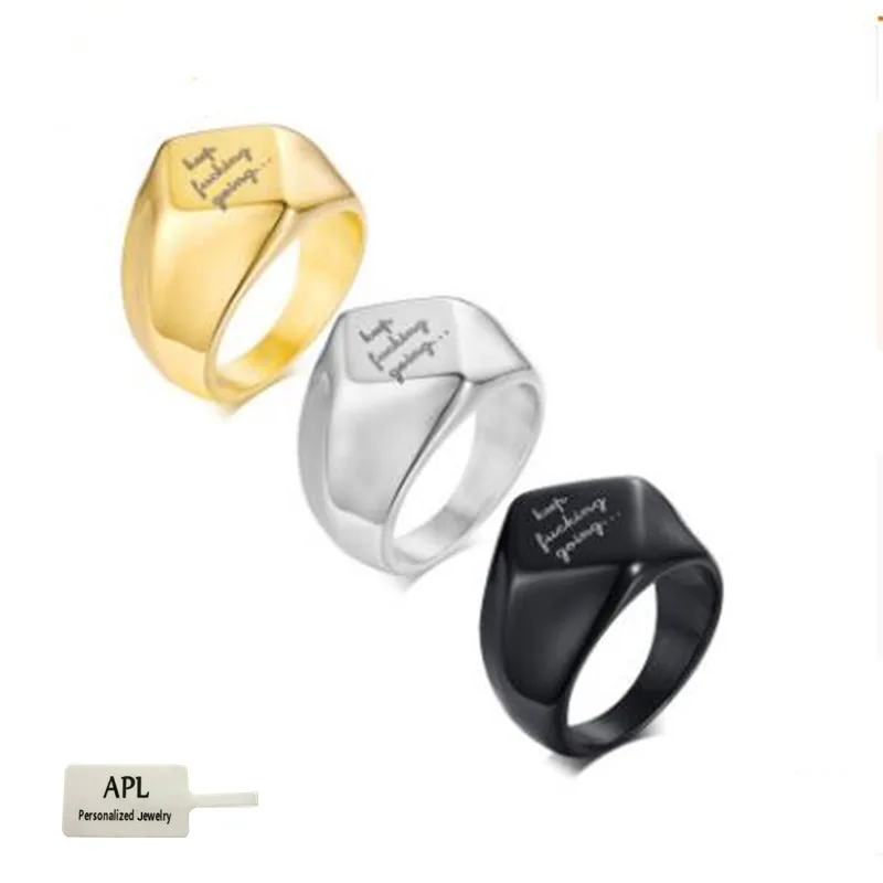 

APL - Men's Titanium Steel Ring Popular Letter Ring Jewelry of European and American Style Stainless Steel Popular Jewelry