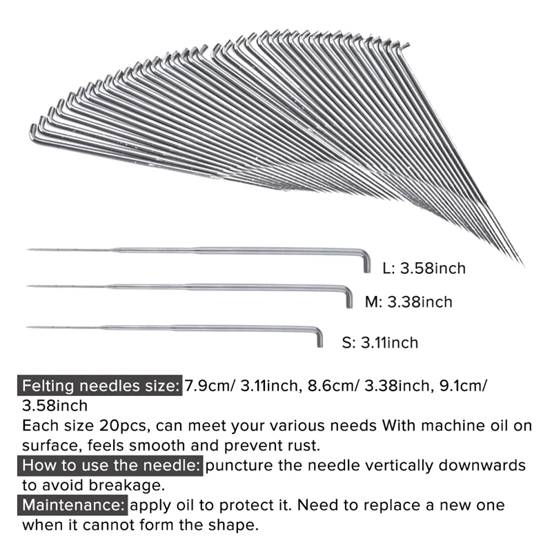 Diy-войлочные 65 шт./компл. 3 размеров вязальные иглы из шерстяного войлока пакеты иглы Набор ручного инструмента иголка для рукоделия валяния инструментов "сделай сам" с производства простых флаконов