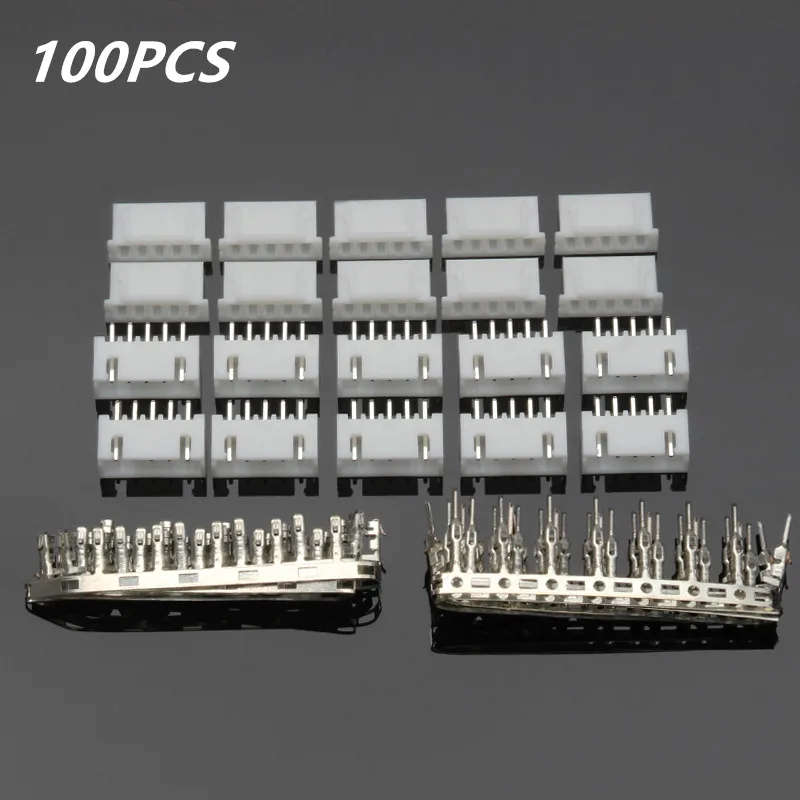 YT 100PCS 2/3/4/5/6 Pins Header Jumper Male/Female Bare Terminals Kit