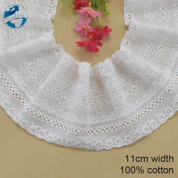 

11cm white 100% cotton embroidery lace french lace ribbon fabric guipure diy trims warp knitting sewing Accessories#3761